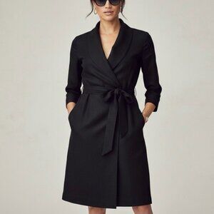 MISHA NONOO Aegean Linen Cotton Wrap Dress Black NWT